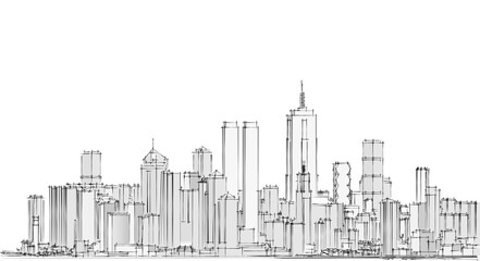 modern city panorama 3d illustration