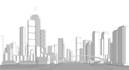 modern city panorama 3d illustration