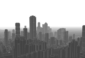 modern city panorama 3d illustration