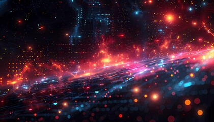 Obraz premium Insight Matrix, matrix-like grid filled with data points, algorithms, and visualizations, 