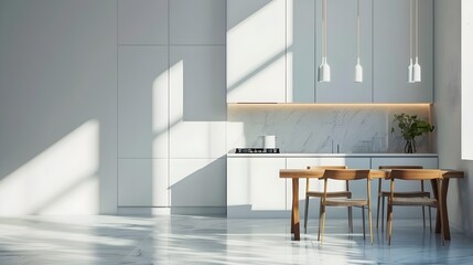Fototapeta premium Bright Kitchen Interior with Sunlight