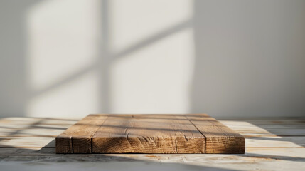 Natural wooden platform closeup, minimalist design, realistic photography