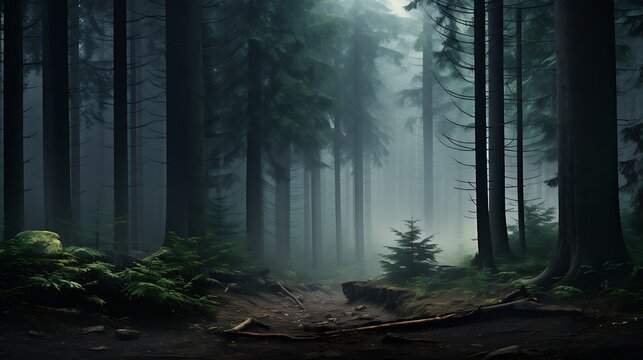 Fototapeta fog in the forest