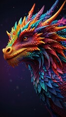 Fototapeta premium Free Photo New colorful dragon with 3d wallpaper dazzlingly psychedelic dragon