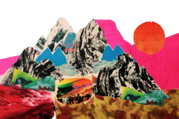 PNG Mountain collage art outdoors.