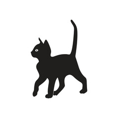 Black Cat Logo. Black silhouette of cat. Vector illustration.