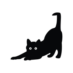 Black Cat Logo. Black silhouette of cat. Vector illustration.