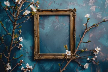 Photo Frame Design Concept for Antique Home Interior Decor with Copy Space