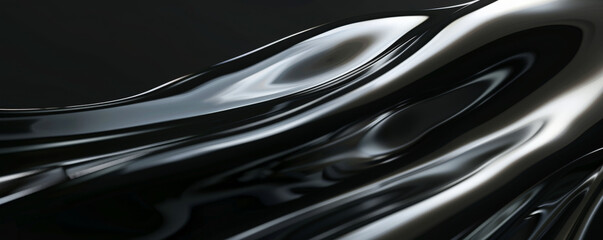 Fototapeta premium Black background with glossy, reflective surface and soft lighting.