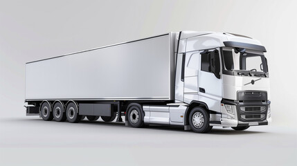 A white, European-style delivery truck, seen from the right front. Its lines are elegant and ergonomic, and its aerodynamic shape increases fuel efficiency.
