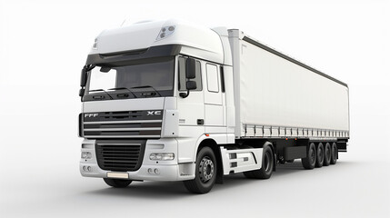 A white, European-style delivery truck, seen from the right front. Its lines are elegant and ergonomic, and its aerodynamic shape increases fuel efficiency.