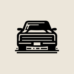 Modern Classic Car Front View icon, Offroad car simulator silhouette vector illustration