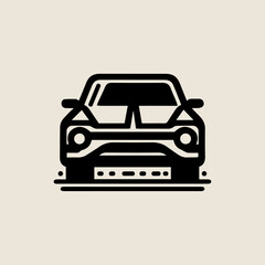 Modern Classic Car Front View icon, Offroad car simulator silhouette vector illustration