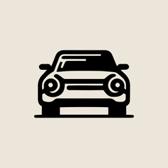 Modern Classic Car Front View icon, Offroad car simulator silhouette vector illustration