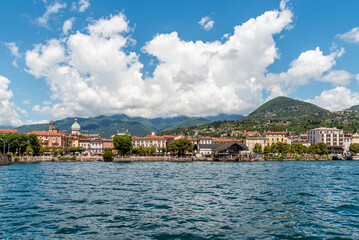 Obraz premium Panoramic view of the Intra town from Lake Maggiore, Verbania, Piedmont, Italy