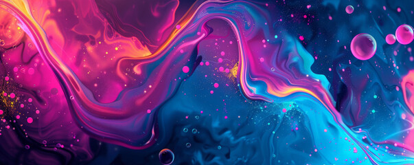 Fototapeta premium Colorful background with neon abstract art on a dark background.