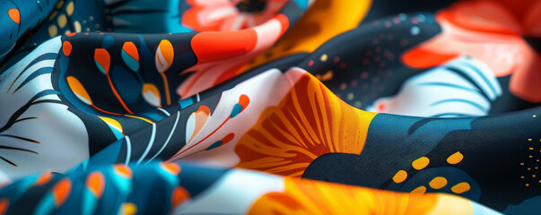 Obraz premium Fabric background with bold, abstract prints on polyester.