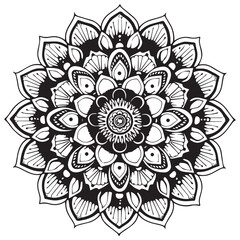 set of beautiful black and white floral mandala design white background