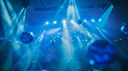 Vibrant Nightclub Music Festival Stage, Dynamic Lighting and Dance Floor, Party Atmosphere