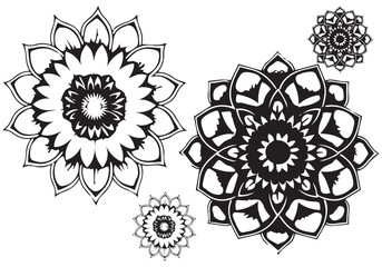 Mandala floral coloring page for adults relaxation, black and white mandala coloring page hand drawn outlined doodle line art, adult mandala for coloring page interior