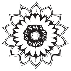Black and white mandala pattern design