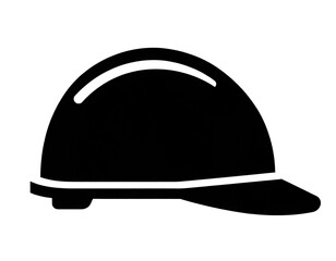 schwarze Silhouette Kontrast Bauhelm icon isoliert auf wei&szlig;en Hintergrund, Freisteller