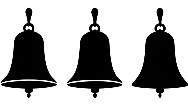 schwarze Silhouette Kontrast Glocke set collection icon isoliert auf wei&szlig;en Hintergrund, Freisteller 