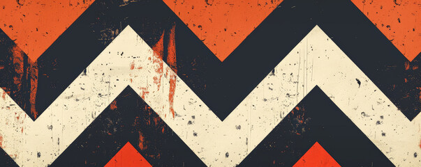 Geometric background with bold, angular chevron patterns in contrasting colors.