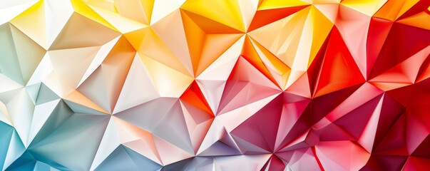 Geometric background with colorful, abstract polygon shapes.