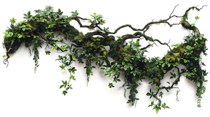 Vines with moss on a white background