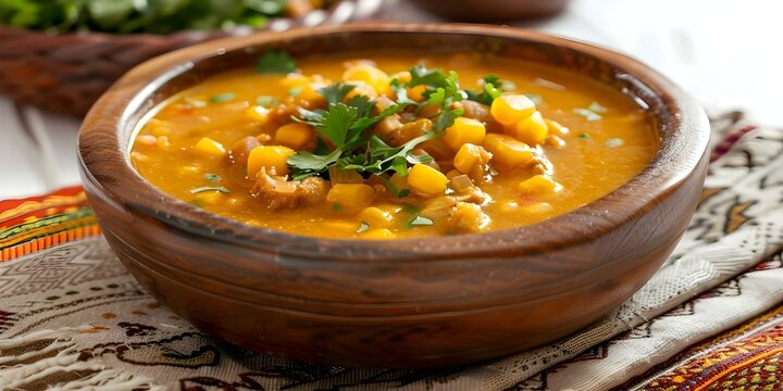 Traditional Bolivian Dish Locro, the Bolivian Lacusa Soup. Concept Bolivian Cuisine, Locro Recipe, Bolivian Food Culture, Lacusa Soup Recipe