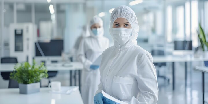 Termite extermination team providing pest control services for office spaces. Concept Pest Control Services, Office Extermination, Termite Removal, Commercial Service, Professional Team