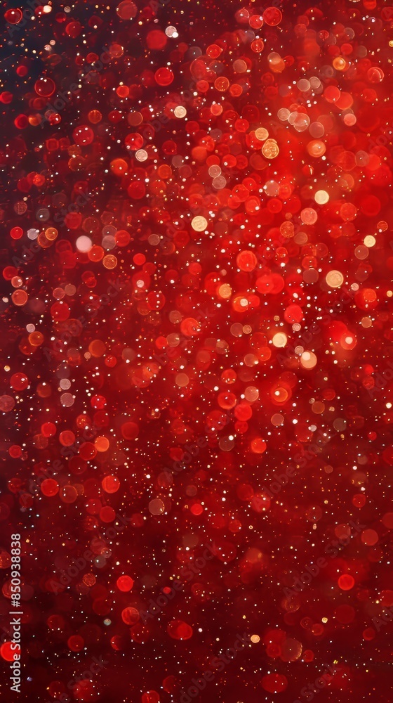 Poster red background with defocused glittering lights creating bokeh effect