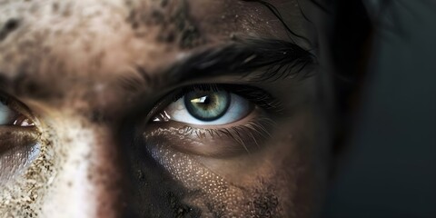 Closeup photo of a persons dirty face for editorial or documentary use. Concept Closeup Portraits, Editorial Photography, Documenting Reality