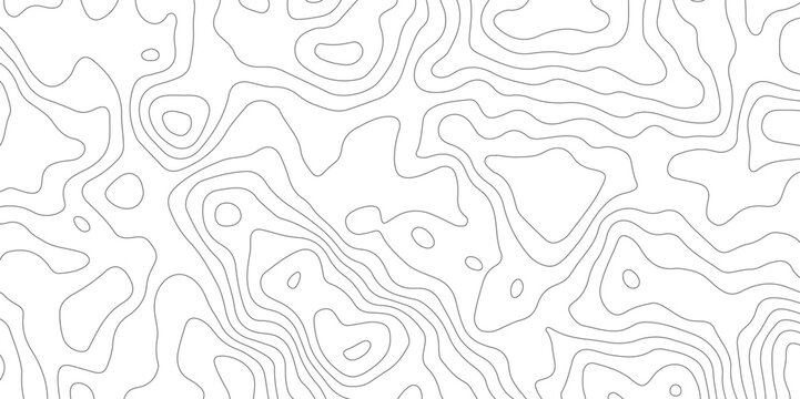 Abstract gray topography contour map backround design. geometric black curve lines texture