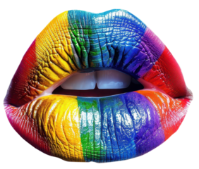 Rainbow Lips with Teeth. isolated white background