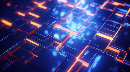 Fototapeta premium Neon Geometric Shapes. Abstract Futuristic Background. Generative AI