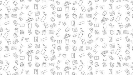 Back to School, Education Icon Seamless Pattern