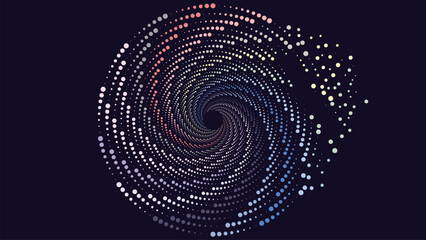 Abstract spiral vortex style round big data minimalist creative background in purple.