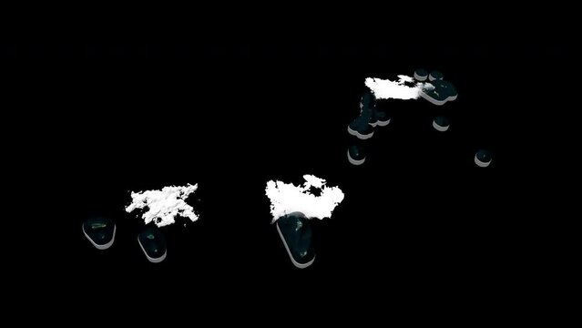 Seychelles 3D Country Map Animation Transparent Alpha