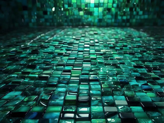 Fototapeta premium Green and blue mosaic tile texture
