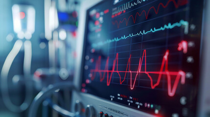 Obraz premium Medical Monitor with Vital Signs