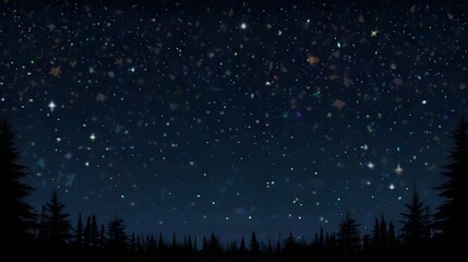 Naklejka premium Night star sky with black mountain and river 