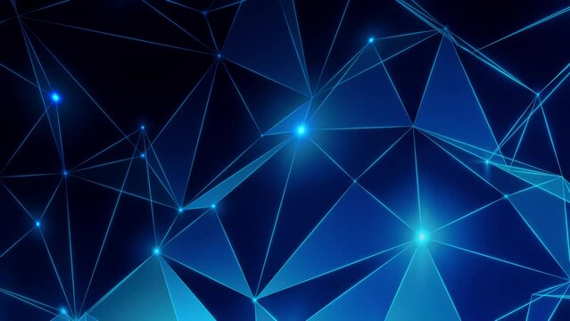 Abstract background featuring interconnected blue polygonal shapes with glowing lines on a dark backdrop, ideal for tech and digital themes.