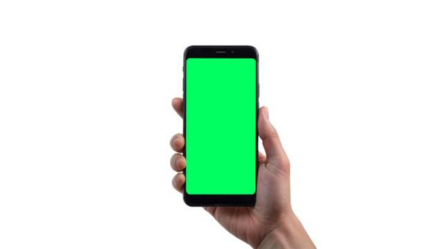 Men holding mobile phone with green screen - Powered by Adobe