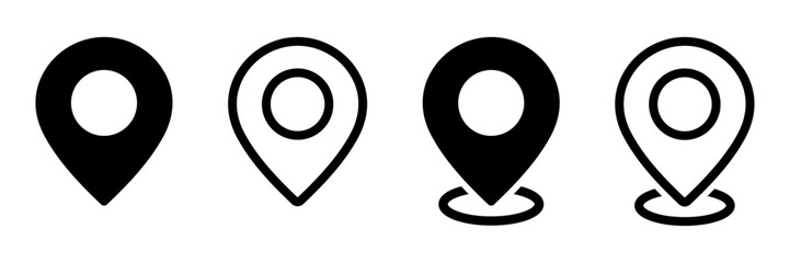 location pin icon symbol sign isolated on transparent background, map flat vector icon designs