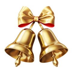 Gold Bells Bow Ornament isolated on transparent or white background