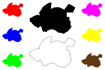 Amritsar City (Republic of India, Punjab State) map vector illustration, scribble sketch City of Amritsar map