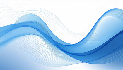 Obraz premium Blue abstract wave with white background, illustration.