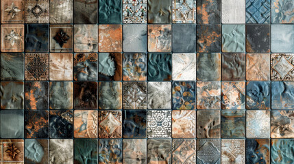 A mosaic tile floor with a variety of colors and patterns